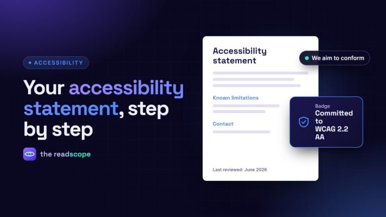 An accessibility statement page with a Committed to WCAG 2.2 AA badge