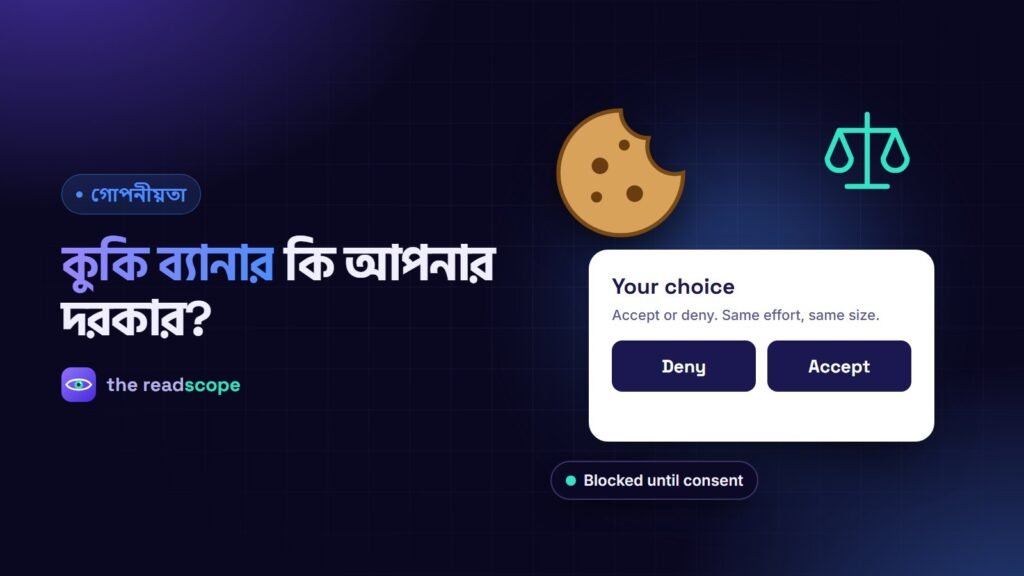 সমান আকারের প্রত্যাখ্যান ও গ্রহণ বোতামসহ কুকি ব্যানার