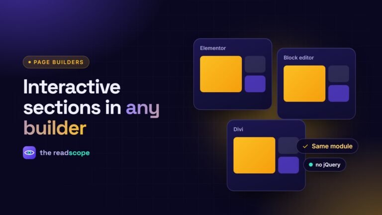 Three page builder cards sharing the same bento grid module