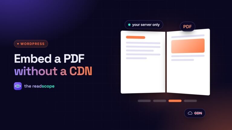 An open PDF with a crossed-out CDN label and the text your server only