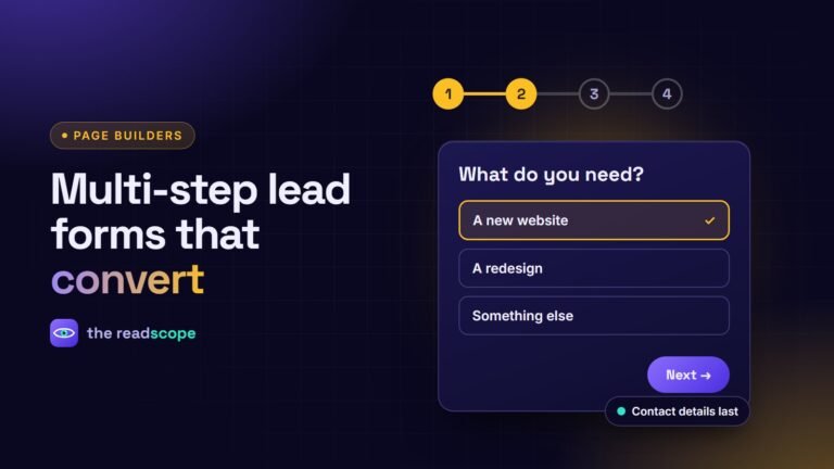 A multi-step form with a progress indicator and choice buttons