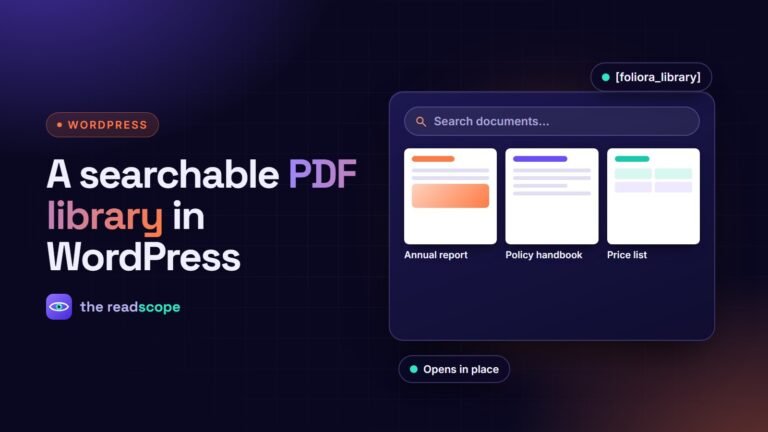 A document library grid of PDF covers with a search box