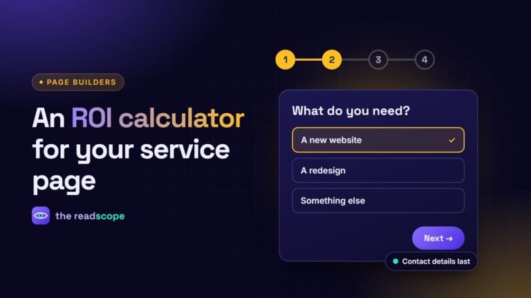 A multi-step form with a progress indicator and choice buttons