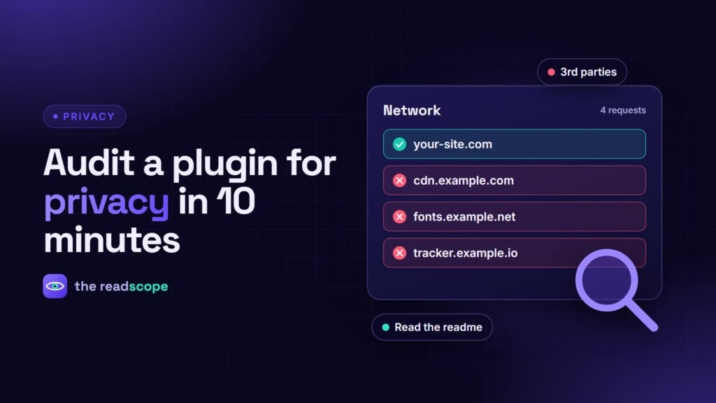 A browser network list marking your own site as good and three third-party domains as blocked